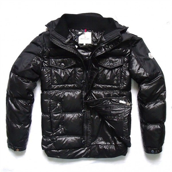 Moncler Nero Mock Collar Zipper e gli Uomo Slash Giacche uscita